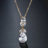 LAMOUR – "Dora" Marquise Cut Leaf Inspired Pear Drop Pendant