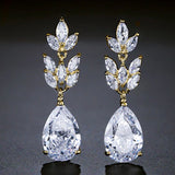 LAMOUR – "Dorothy" Marquise Cut Leaf Inspired Pear Drop Earrings