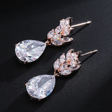 LAMOUR – "Dorothy" Marquise Cut Leaf Inspired Pear Drop Earrings