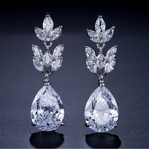 LAMOUR – "Dorothy" Marquise Cut Leaf Inspired Pear Drop Earrings