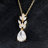 LAMOUR – "Dorothy" Marquise Cut Leaf Inspired Pear Drop Pendant