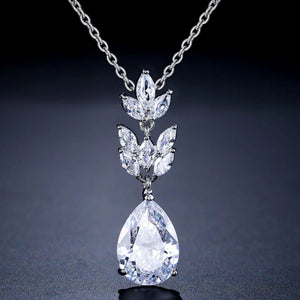 LAMOUR – "Dorothy" Marquise Cut Leaf Inspired Pear Drop Pendant