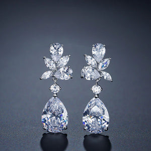 LAMOUR - "Dollie" Marquise Cut Leaf Inspired Pear Drop Earrings