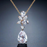LAMOUR - "Dollie" Marquise Cut Leaf Inspired Pear Drop Pendant