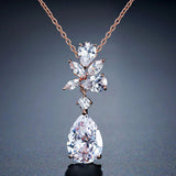 LAMOUR - "Dollie" Marquise Cut Leaf Inspired Pear Drop Pendant