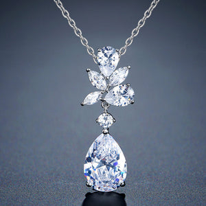 LAMOUR - "Dollie" Marquise Cut Leaf Inspired Pear Drop Pendant