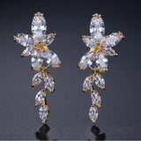 LEIGH - "Vivien" Marquise Cut Leaf Inspired Drop Pierced Earrings