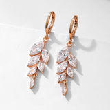 LEIGH - Marquise Cut Leaf Inspired Hoop Pierced Earrings