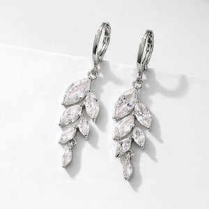 LEIGH - Marquise Cut Leaf Inspired Hoop Pierced Earrings