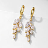 LEIGH - Marquise Cut Leaf Inspired Hoop Pierced Earrings