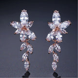 LEIGH - "Vivien" Marquise Cut Leaf Inspired Drop Pierced Earrings