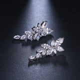 LEIGH - "Vivien" Marquise Cut Leaf Inspired Drop Pierced Earrings
