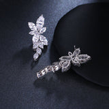 LEIGH - "Vivien" Marquise Cut Leaf Inspired Drop Pierced Earrings