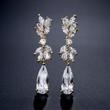 LOMBARD - "Caroline" Marquise Cut Leaf Inspired Pear Drop Earrings