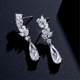 LOMBARD - Marquise Cut Leaf Inspired Drop Earrings