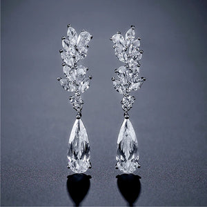 LOMBARD - Marquise Cut Leaf Inspired Drop Earrings