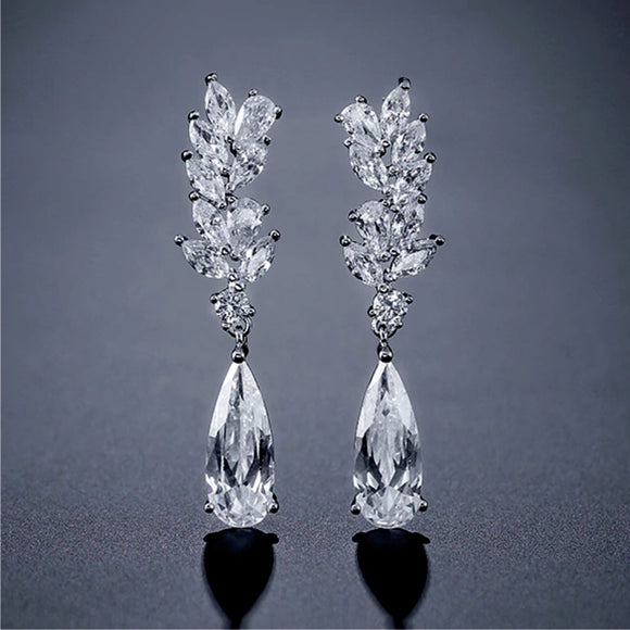 LOMBARD - Marquise Cut Leaf Inspired Drop Earrings