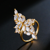 LOMBARD - Marquise Cut Double Leaf Inspired Adjustable Ring