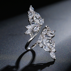 LOMBARD - Marquise Cut Double Leaf Inspired Adjustable Ring