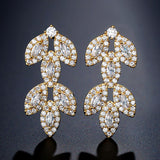 LOREN – “Sophia” Marquise Cut Leaf Inspired Drop Pierced Earrings