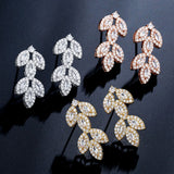 LOREN – “Sophia” Marquise Cut Leaf Inspired Drop Pierced Earrings