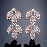 LOREN – “Sophia” Marquise Cut Leaf Inspired Drop Pierced Earrings