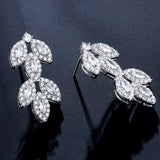 LOREN – “Sophia” Marquise Cut Leaf Inspired Drop Pierced Earrings