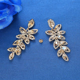 Statement Cubic Zirconia Marquise Cut Leaf Drop Pierced Earrings