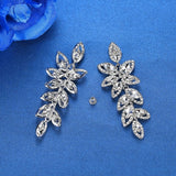 Statement Cubic Zirconia Marquise Cut Leaf Drop Pierced Earrings