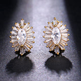Marquise and Baguette Oval Pierced Earrings