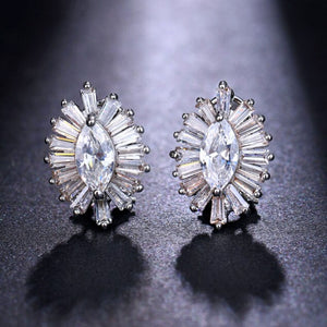 Marquise and Baguette Oval Pierced Earrings