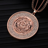 Pavé Circle Multi Strand Long Necklace & Pendant