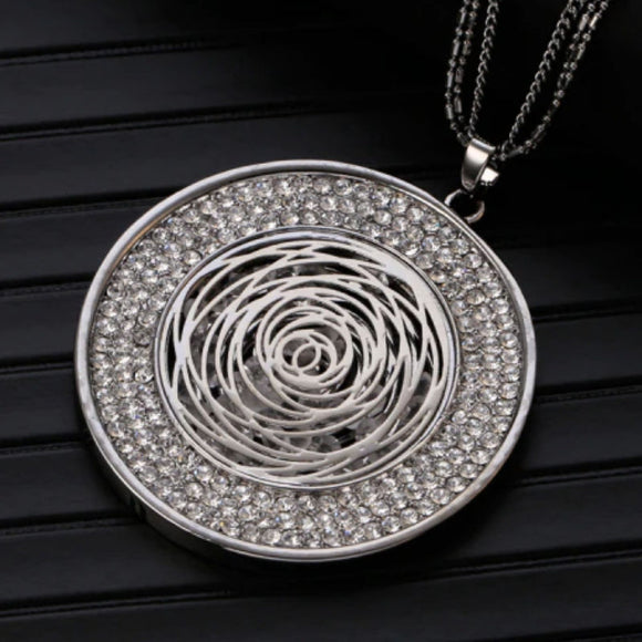 Pavé Circle Multi Strand Long Necklace & Pendant