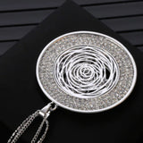 Pavé Circle Multi Strand Long Necklace & Pendant