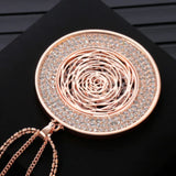 Pavé Circle Multi Strand Long Necklace & Pendant