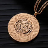 Pavé Circle Multi Strand Long Necklace & Pendant