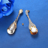Statement Pear Shaped Cubic Zirconia Drop Pierced Earrings