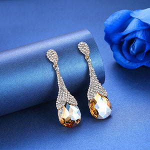 Statement Pear Shaped Cubic Zirconia Drop Pierced Earrings