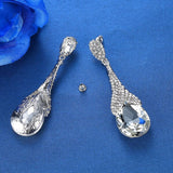 Statement Pear Shaped Cubic Zirconia Drop Pierced Earrings
