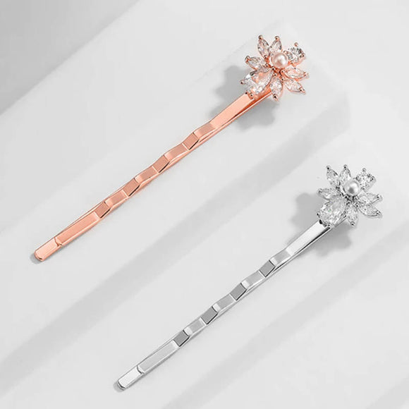 Simulated Pearl and Marquise Cut Hair Slide