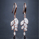 LEIGH - Marquise Cut Delicate Leaf Inspired Drop Pierced Earrings