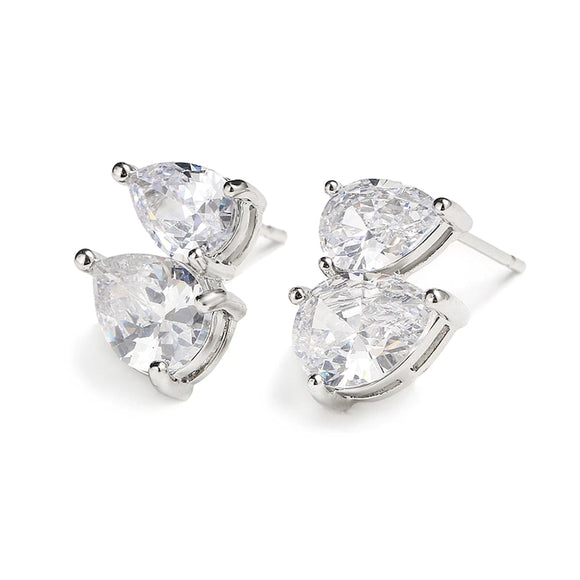 TAYLOR - Double Pear Cut Pierced Earrings