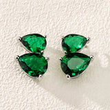 VERDE - Double Pear Cut Pierced Earrings