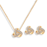 Triangle Pavé Set Necklace and Stud Pierced Earrings Set