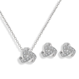 Triangle Pavé Set Necklace and Stud Pierced Earrings Set