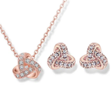 Triangle Pavé Set Necklace and Stud Pierced Earrings Set