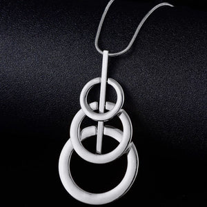 Triple Circle Long Necklace & Pendant