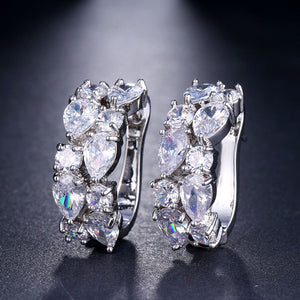 BARDOT - "Brigitte" Pear and Solitaire Cut Pierced Earrings